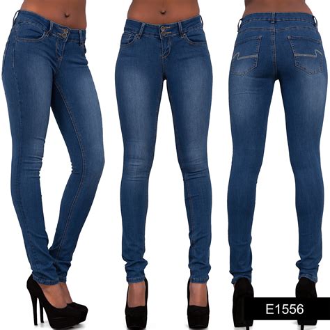 Womens Ladies Sexy High Waist Skinny Jeans Blue Stretch Denim Size 6 16