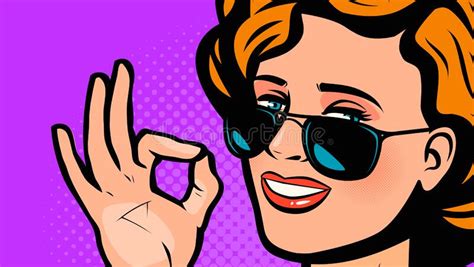 Beautiful Girl Shows Okay Hand Gesture Retro Comic Pop Art Vector