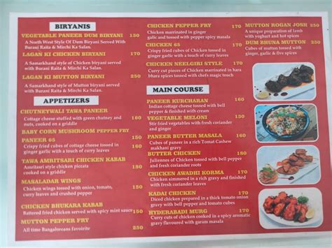 Menu At Lagan Ki Biryani Bengaluru