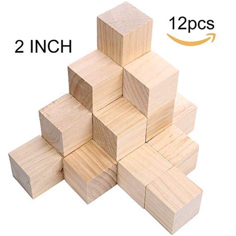 Supla Pcs Inch Wooden Cubes Unfinished Wood Blocks For Wood Crafts