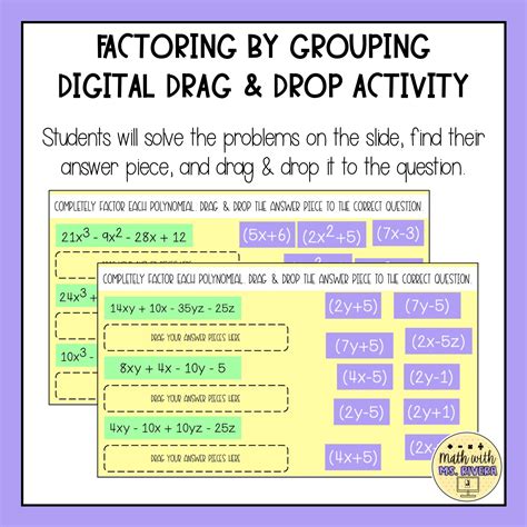 Factoring Polynomials By Grouping Drag Drop Digital Activity Made