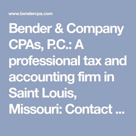 Bender And Company Cpas Pc A Professional Tax And Accounting Firm In