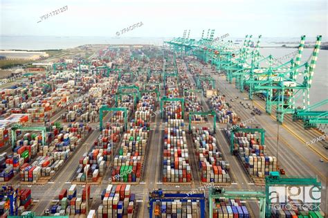 A container terminal shipping port in Johor, Malaysia, Stock Photo ...