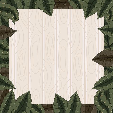 Wood and Foliages Background with Cartoon Style 3681882 Vector Art at ...