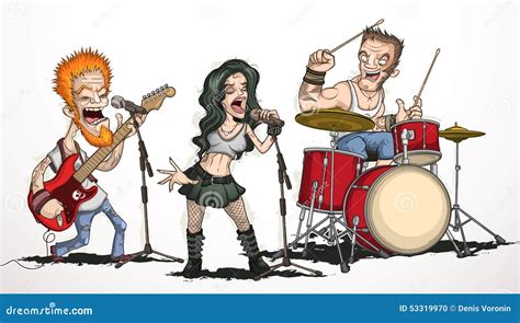 Groupe De Rock De Trois Musiciens Illustration de Vecteur - Illustration du homme, rendement ...