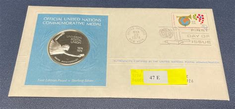 Lot Franklin Mint United Nations Sterling Silver Medal First Day Cover