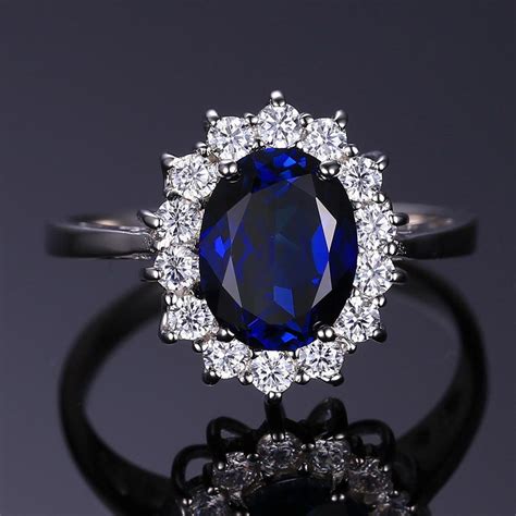 Diana William Kate Middleton S 3 2ct Created Blue Sapphire Engagement 925 Sterling  Sapphire