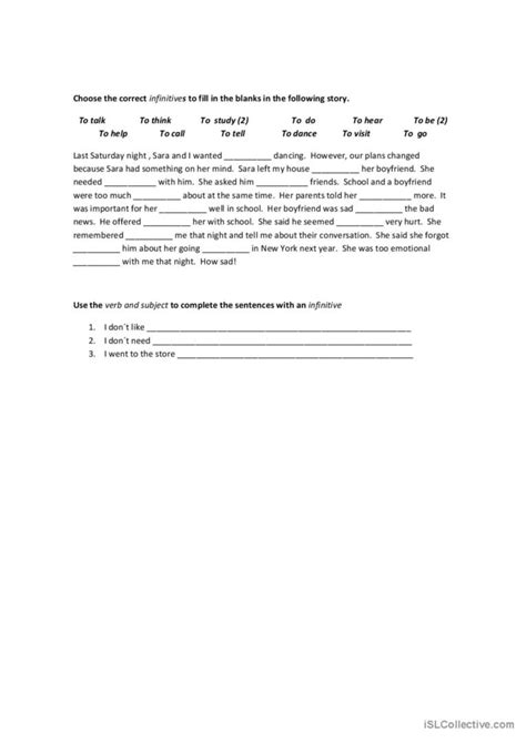 Infinitives General Grammar Practice English Esl Worksheets Pdf And Doc