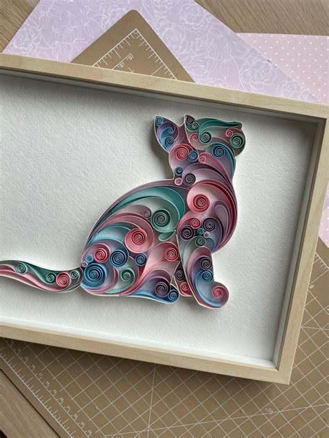 Template To Make Cat Quilling Patterns Paper Craft Etsy