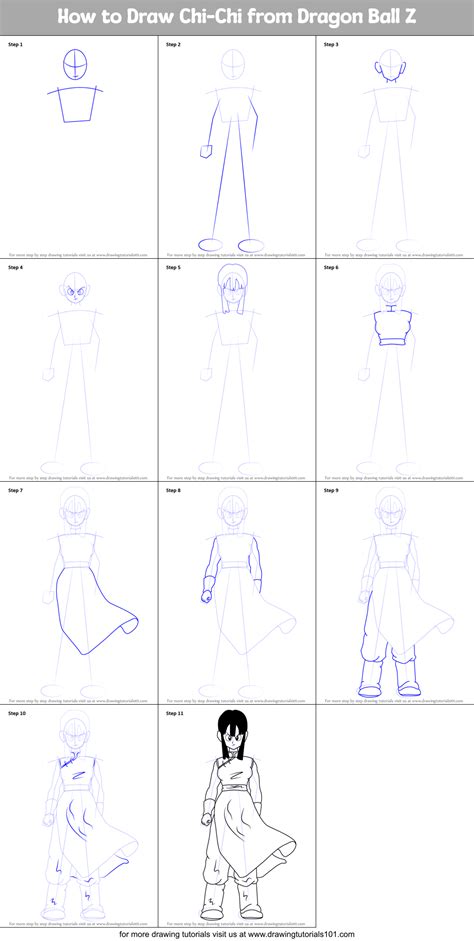 How To Draw Chi Chi From Dragon Ball Z Printable Step By Step Drawing