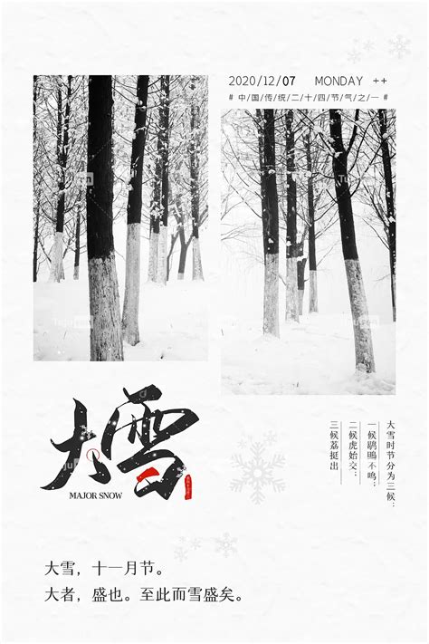 清新大雪节气插画海报设计素材模板下载 图巨人