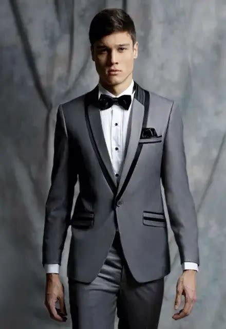 2017 Latest Coat Pant Design Smoking Grey Men Suit Tuxedo Jacket Prom