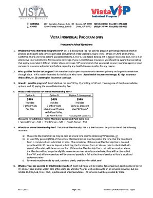 Fillable Online VISTA INDIVIDUAL PROGRAM VIP Fax Email Print PdfFiller