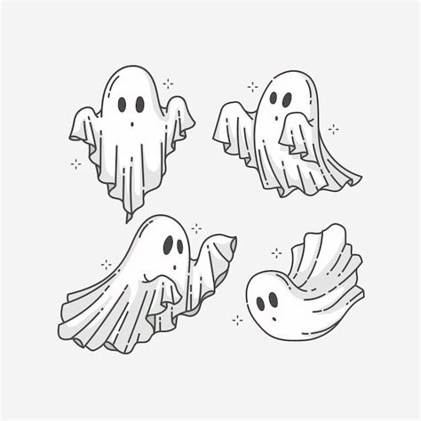 Free Vector Hand Drawn Halloween Ghosts Collection Cute Halloween