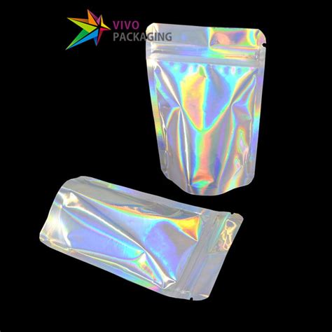 G Holographic Rainbow Stand Up Pouch With Zipper Foil Lined Pcs