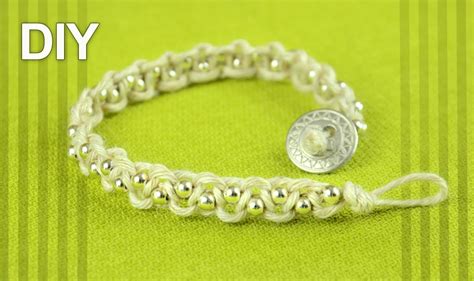 Easy Macrame Bracelet with Beads and Button Clasp - Tutorial