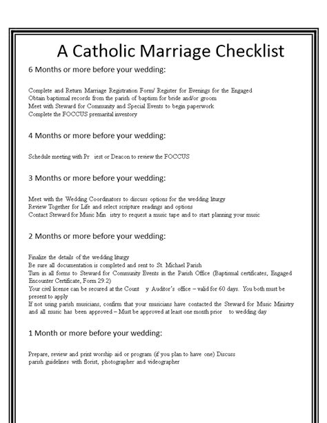 Before The Catholic Wedding A Helpful Checklist For Wedding Planning