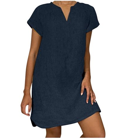 Meldvdib Plus Size Women Summer Casual T Shirt Dresses Loose Plain Tank