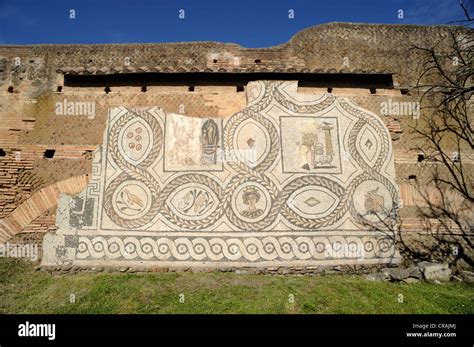 Italy Rome Ostia Antica Mosaic Of The Four Seasons Stock Photo Alamy