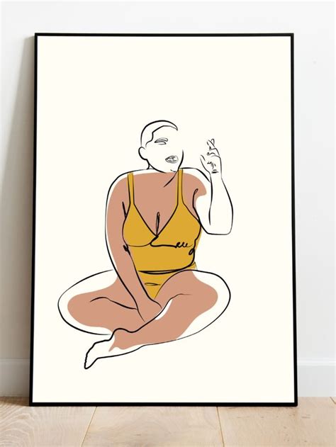 Body Positivity Line Art Female Figure Art Print Minimalist Wall Art