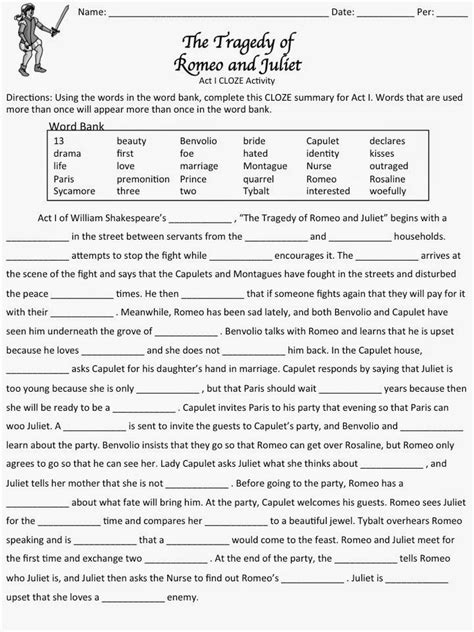 Figurative Language In Romeo And Juliet Worksheet Answers Language