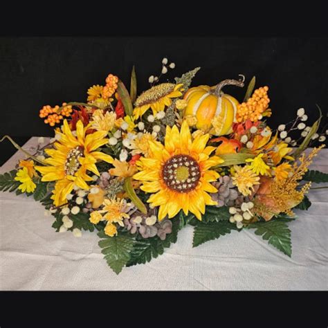 Fall Cemetery Flower Autumn Grave Florals Headstone Saddle Yellow