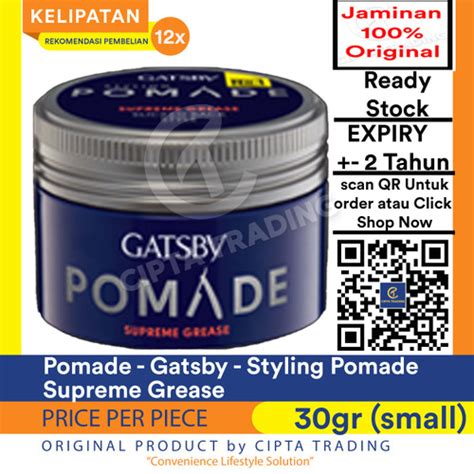 Jual Pomade Gatsby Slicked Back Style Styling Pomade Supreme Grease