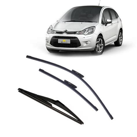 Kit 3 Palhetas Parabrisa Diant Tras Citroen Novo C3 2014 Submarino