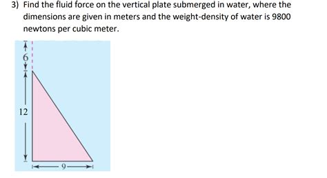 Solved 3 Find The Fluid Force On The Vertical Plate Chegg