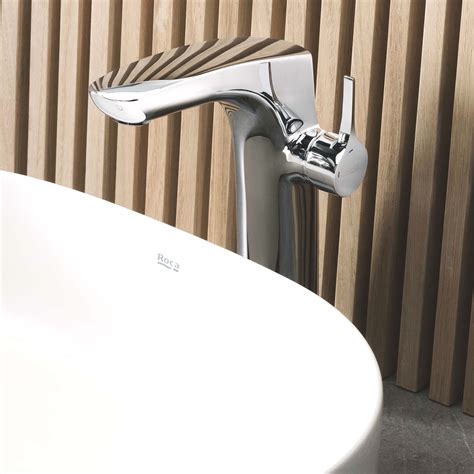 Roca Insignia Extended Height Chrome Basin Mixer Tap With Smooth Body