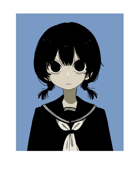 Safebooru 1girl Black Eyes Black Hair Black Sailor Collar Black Serafuku Blue Background