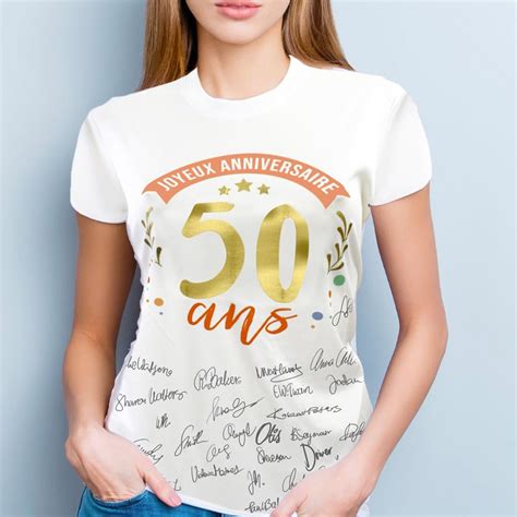 T SHIRT À DÉDICACER POLYESTER 50ANS FEMME