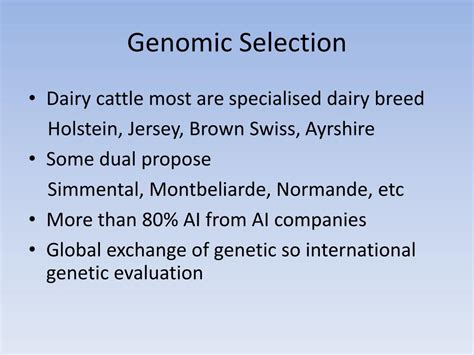 Ppt Genomic Selection In Dairy Cattle Powerpoint Presentation Free