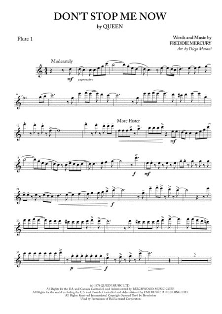 Dont Stop Me Now Arr Diego Marani Sheet Music Queen Woodwind Ensemble