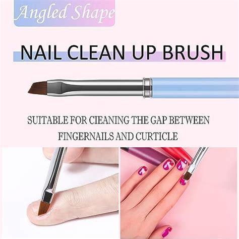 Jassins Nail Art Clean Up Brushes Pcs Flat Oval Fine Angled Gel Nail