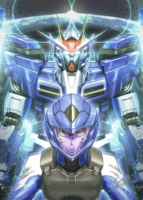 「刹那とダブルオーライザーを描きました。ガンダム00 ダブルオーライザー 0」トッティーのイラスト