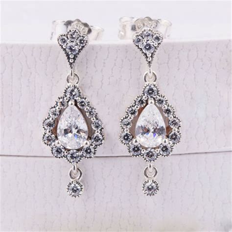 Authentic 100 925 Sterling Silver Heraldic Radiance CZ Earrings EBay