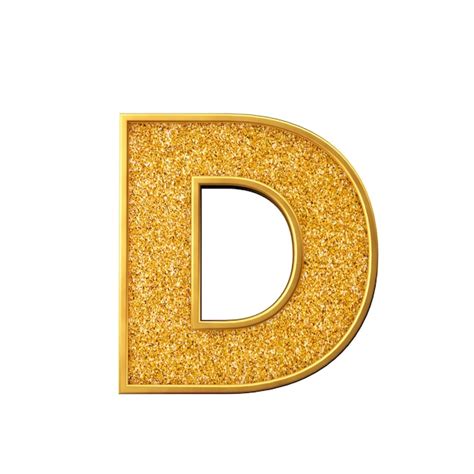 Letra de glitter dourados d renderização em 3d de letras maiúsculas