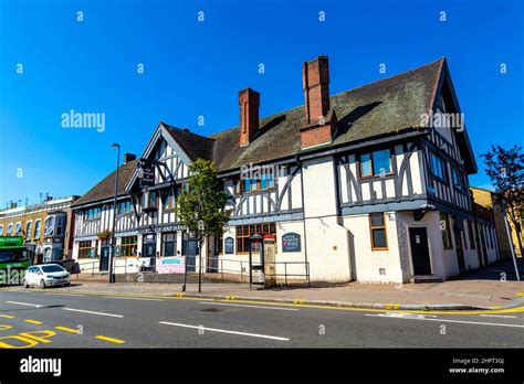 Exterior Of Mock Tudor Style Plough And Harrow And Sinbin Pub In