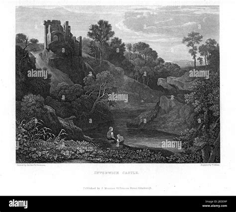 Inverwick Castle Engraving By William Miller After Rev J Thomson Stock