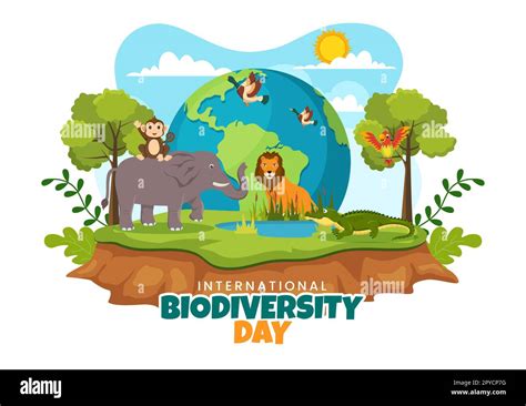 Día Mundial de la Biodiversidad el 22 de mayo Ilustración con la