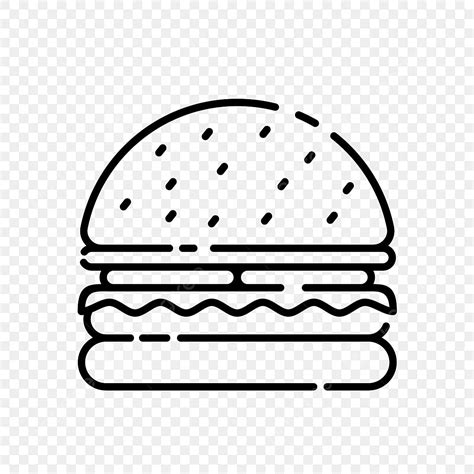 Gambar Ilustrasi Vektor Burger Dengan Ikon Garis Hitam Sederhana Desain