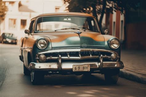 An Old Car Is Parked On The Side Of The Road Ai Generative Image
