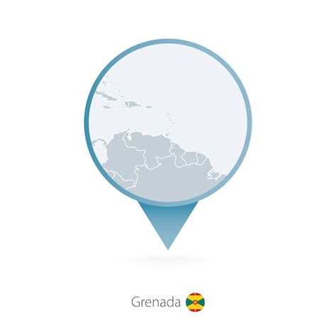 Premium Vector Map Pin With Detailed Map Of Grenada And Neighboring