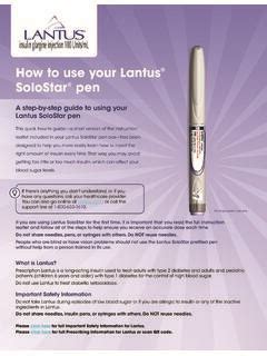 For Single Patient Use Only HOW TO USE YOUR LANTUS For Single