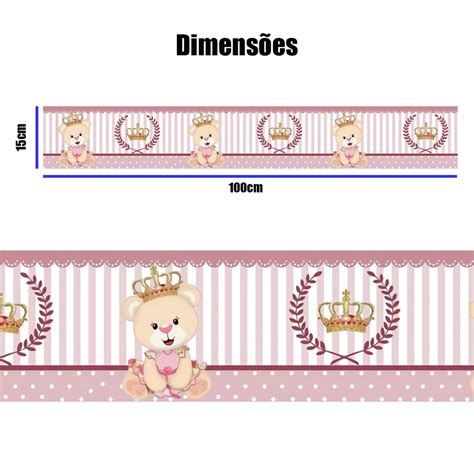 Faixa Decorativa Adesivo Parede Ursinha Princesa Border Quarto Infantil