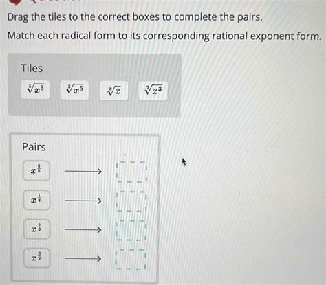 Solved Drag The Tiles To The Correct Boxes To Complete The Pairs