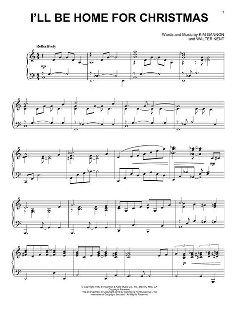 I Ll Be Home For Christmas By Carpenters Sheet Music For Piano Solo At