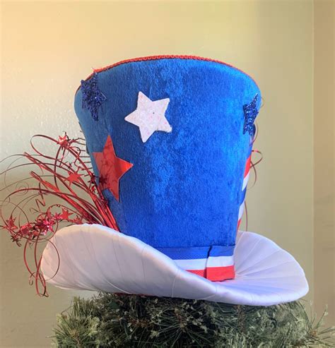 4th Of July Patriotic Top Hat Decoration 4th Of July Top Hat Etsy