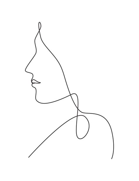 Single Continuous Line Drawing Beautiful Aesthetic Portrait Woman